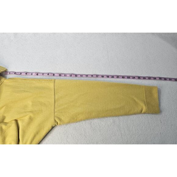 C & C California Mustard Yellow Crop Sweatshirt Distressed Hem Trim Sz M - Picture 4 of 5